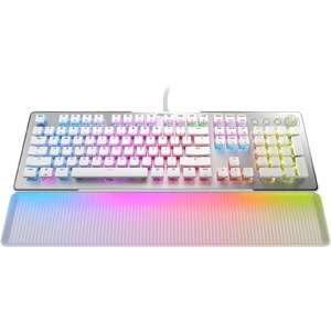 מקלדת גיימינג מכאנית מוארת Roccat Vulcan II Max Linear Red Switch - בצבע לבן