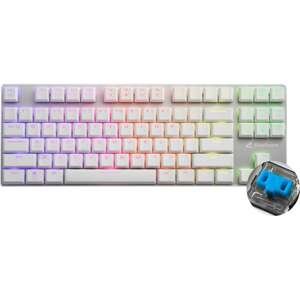 מקלדת מכנית Sharkoon PureWriter RGB TKL בצבע לבן --- מתג כחול
