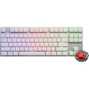 מקלדת מכנית Sharkoon PureWriter RGB TKL בצבע לבן --- מתג אדום