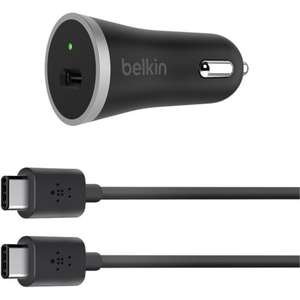 מטען לרכב Belkin USB-C 15W עם כבל USB-C ל-USB-C באורך 1.2 מטר