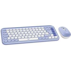 סט מקלדת ועכבר אלחוטיים Logitech POP ICON Combo - צבע לילך ואופוויט