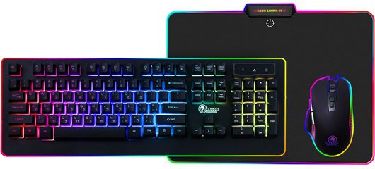 ערכת גיימינג Dragon RGB – מקלדת חוטית, עכבר ומשטח