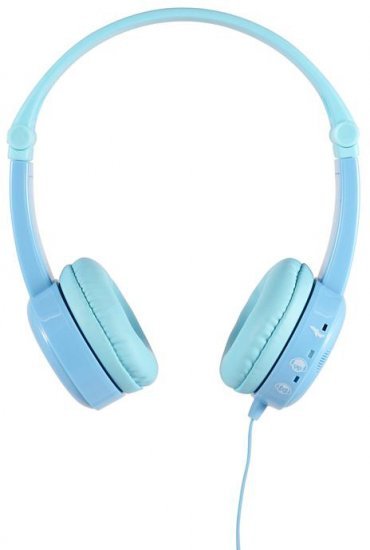 אוזניות מתקפלות לילדים BuddyPhones Travel עם הגבלת ווליום ומיקרופון – צבע כחול בהיר