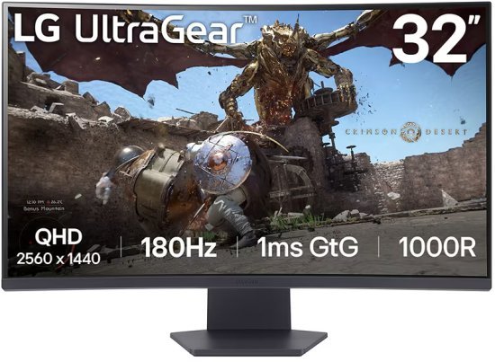 מסך קעור LG UltraGear 32GS60QC-B QHD VA 180Hz 31.5''