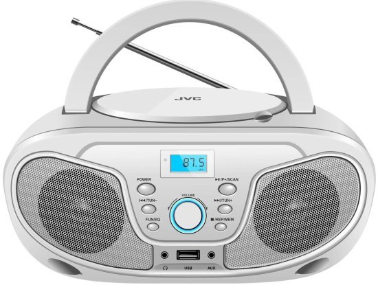 רדיו דיסק נייד MP3 עם Bluetooth מבית JVC – צבע לבן