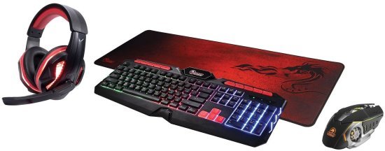 ערכת Dragon – מקלדת RGB + עכבר + אוזניות + משטח – אדום