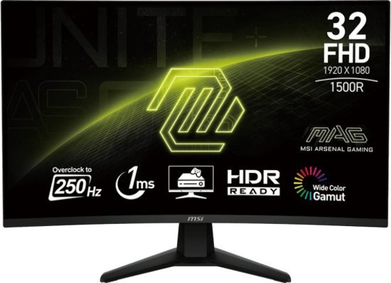 מסך MSI MAG 32C6X קעור 31.5'' FHD 250Hz