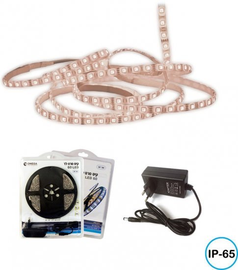 קיט סרט לד 5 מטר Omega 4.8W IP65 אור חם