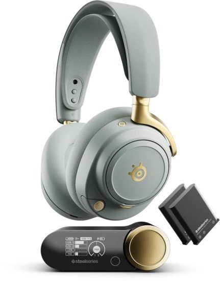 אוזניות גיימינג אלחוטיות SteelSeries Arctis Nova Elite – צבע Sage Gold