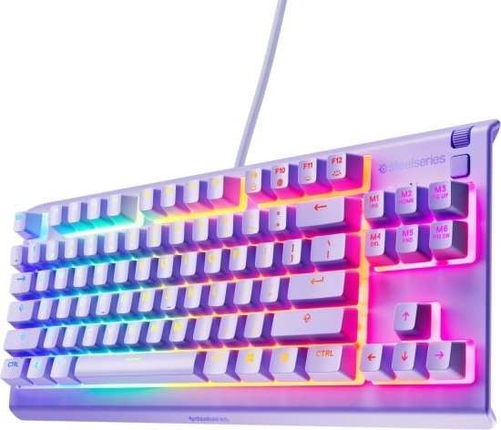 מקלדת גיימינג חוטית SteelSeries Apex 3 TKL RGB – צבע לבנדר