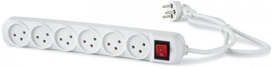 רב שקע 6 שקעים ומפסק כולל כבל באורך 1 מטר NISKO