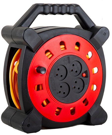 תוף כבל מאריך 3x1.5 עד 25 מטר 4 שקעים Saco