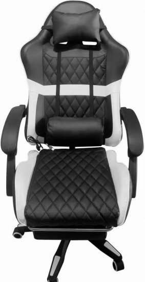 כיסא גיימרים כולל כרית עיסוי חשמלית (חיבור USB) והדום נפתח לרגליים ''מולטי גיימר'' מבית Multi Garden - צבע לבן