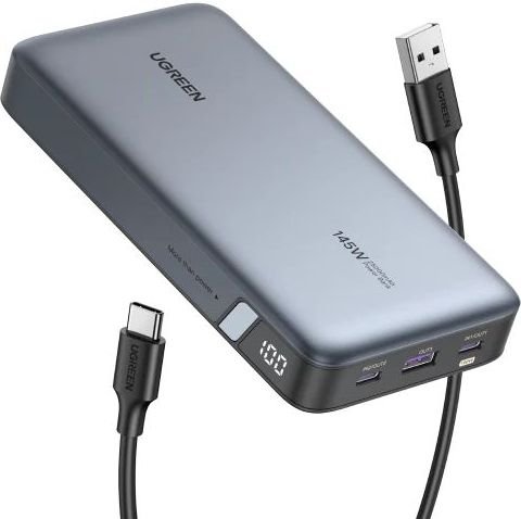 סוללת גיבוי בעלת טעינה מהירה 25000mAh עם יציאות Type-C PD +USB-A ו-2 יציאות USB-C מבית UGREEN - צבע שחור