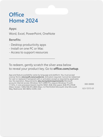 אופיס Retail ללא דיסק התקנה Microsoft Office Home 2024 - רשיון למחשב אחד - שפה אנגלית