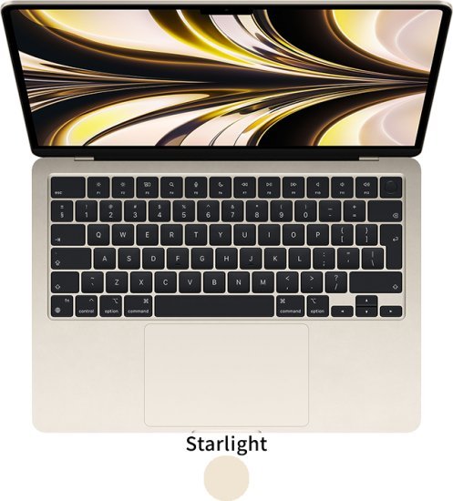 מחשב Apple MacBook Air M2 Chip 8-Core CPU, 8-Core GPU, 256GB SSD Storage, 16GB Unified Memory - צבע Starlight - מקלדת עברית / אנגלית - דגם MC7W4HB / A