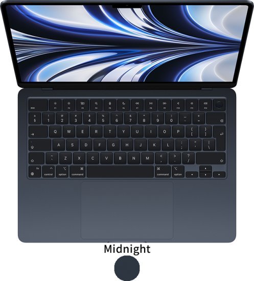 מחשב Apple MacBook Air M2 Chip 8-Core CPU, 8-Core GPU, 256GB SSD Storage, 16GB Unified Memory - צבע Midnight - מקלדת עברית / אנגלית - דגם MC7X4HB / A