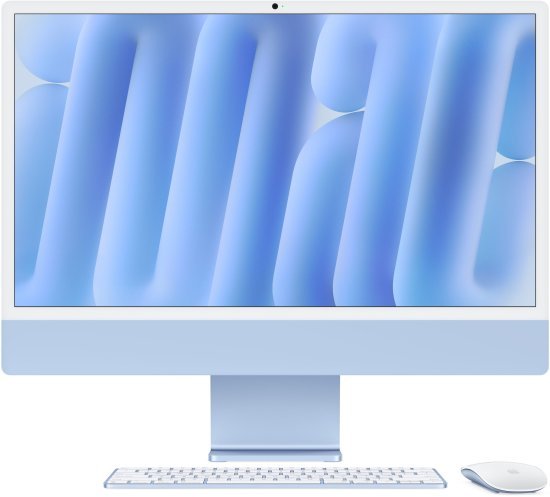 מחשב Apple iMac 24 Inch M4 Chip 8-Core CPU 8-Core GPU 256GB Storage 16GB RAM - דגם MWUF3HB / A - צבע כחול - Standard Glass