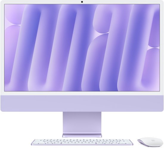 מחשב Apple iMac 24 Inch M4 Chip 8-Core CPU 8-Core GPU 256GB Storage 16GB RAM - דגם Z1E7000DC - צבע סגול - Standard Glass