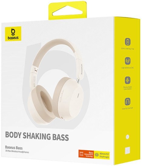 אוזניות קשת אלחוטיות Baseus Bass 35 Max - צבע לבן