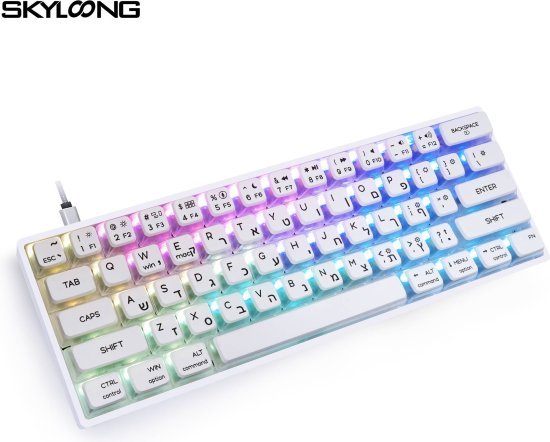 מקלדת גיימינג מכנית חוטית SKYLOONG GK61 Pudding - צבע לבן