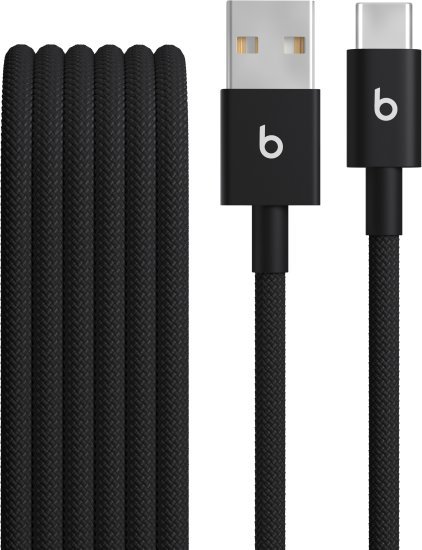 כבל עם ציפוי בד קלוע בחיבור USB-A ל- USB-C מבית Apple Beats - אורך 1.5 מטר - צבע Bolt Black