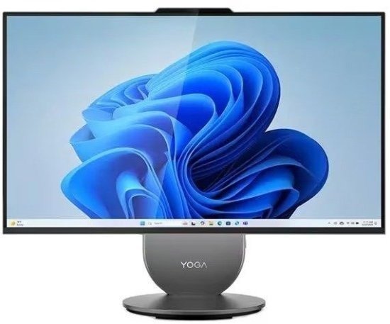 מחשב All-in-One כולל מסך מגע Lenovo Yoga AiO 27IAH10 F0J2003AIV - צבע Luna Grey - מקלדת ועכבר אלחוטיים כלולים באריזה